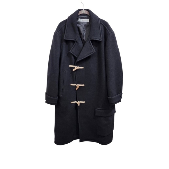 ZARA WOOL BLEND COAT WITH TOGGLES LIMITED EDITION BLACK SIZE M REF. 3057/783 - Picture 3 of 15